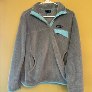 Patagonia Gray Fleece with Light Blue Trim